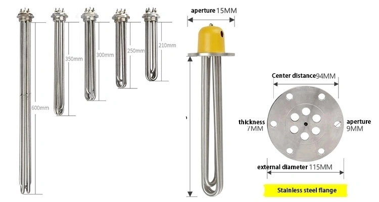 Industrial Flange Tubular Immersion Heating Element for Water Boiler